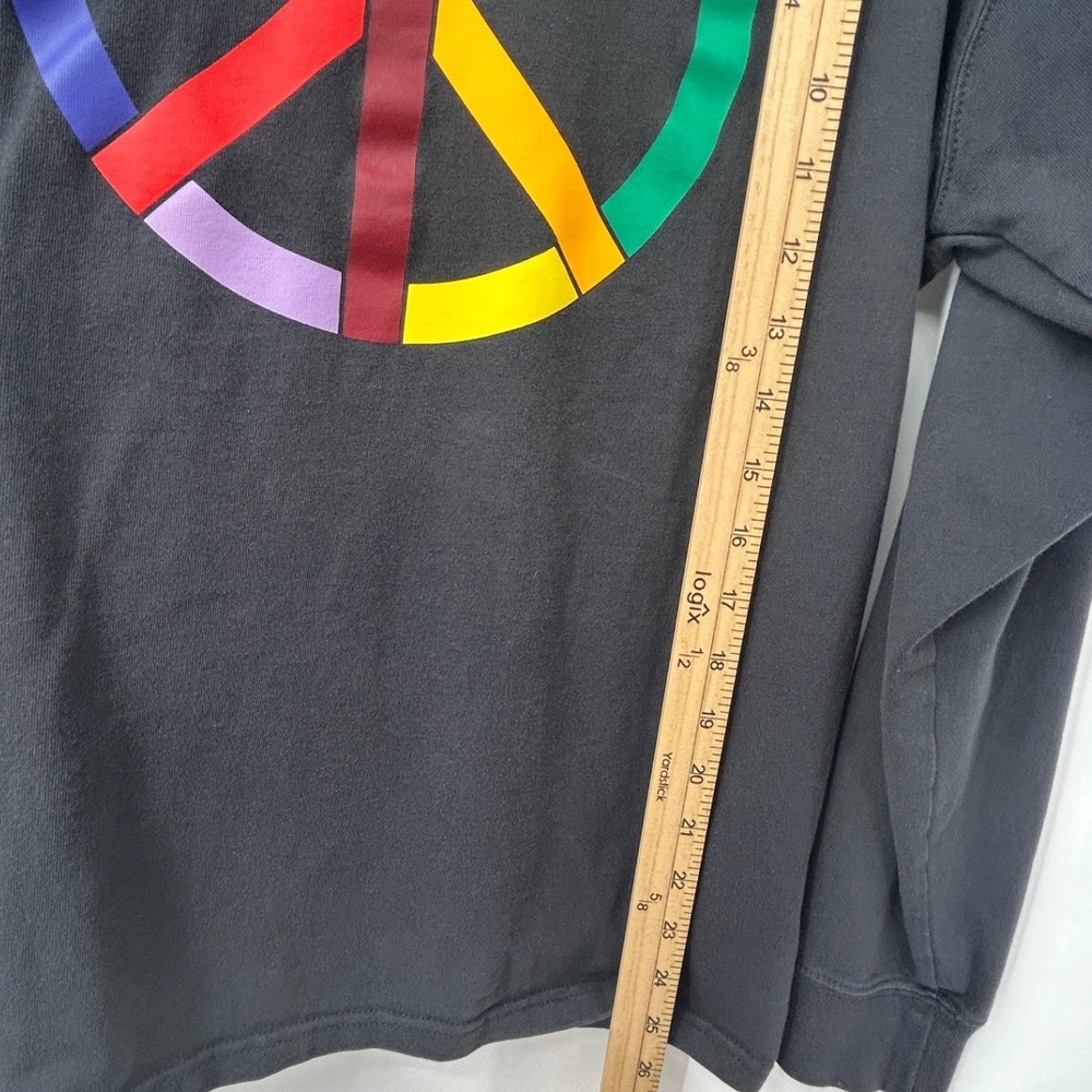 Nike Peace Sign Rainbow Long Sleeve T-Shirt Black Oversized Festival Large - Picture 7 of 7